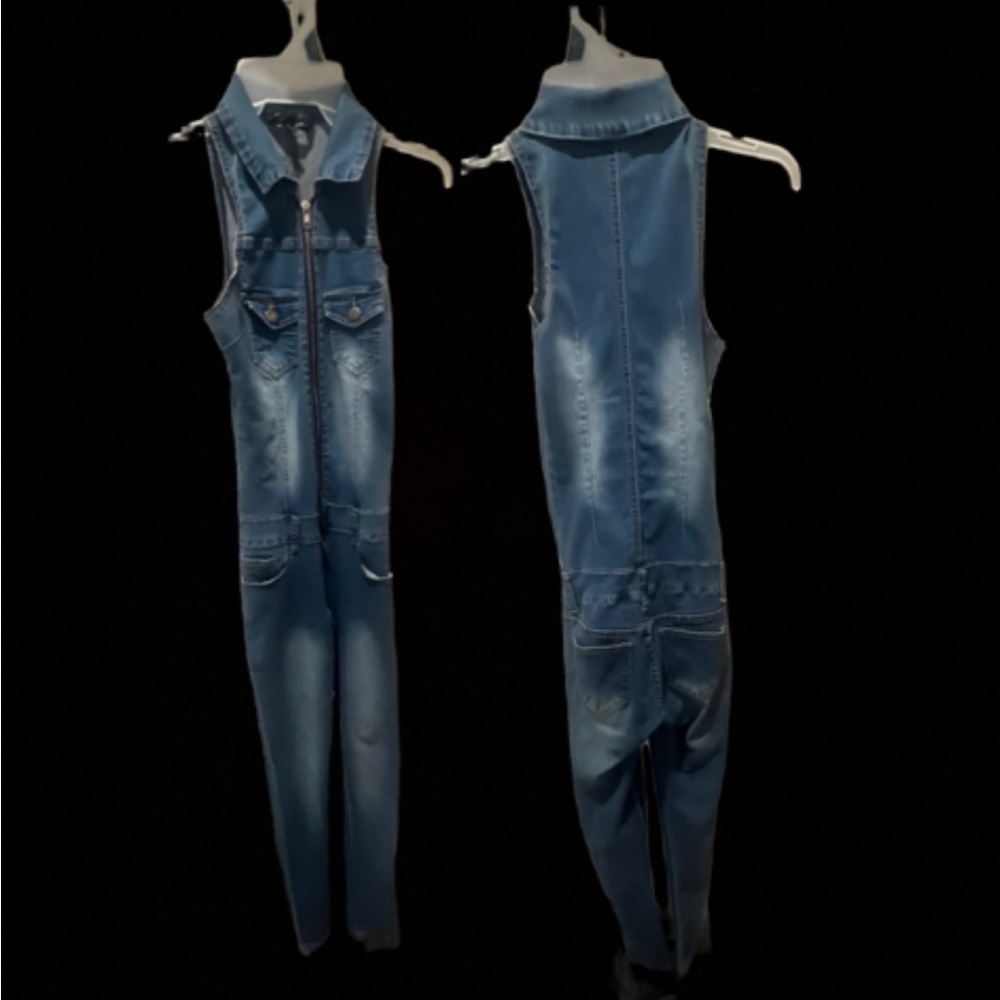 Sleeveless Blue Jean Jumpsuit